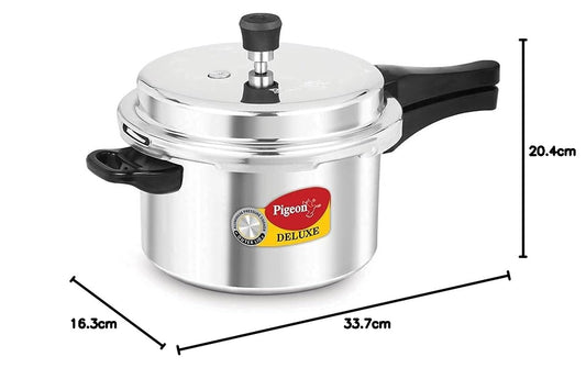 Pigeon Deluxe 3L Aluminium Pressure Cooker – Outer Lid, Gas Compatible, ISI Certified