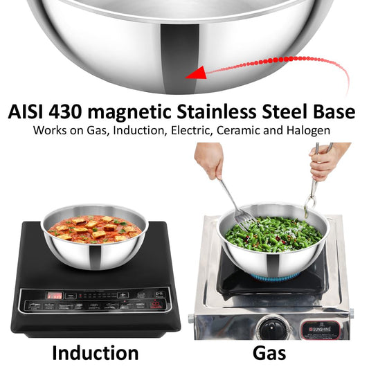 Hawkins Metro 1.5L Triply Stainless Steel Kadhai (Tasla)