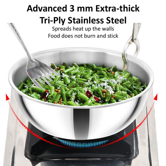 Hawkins Metro 1.5L Triply Stainless Steel Kadhai (Tasla)