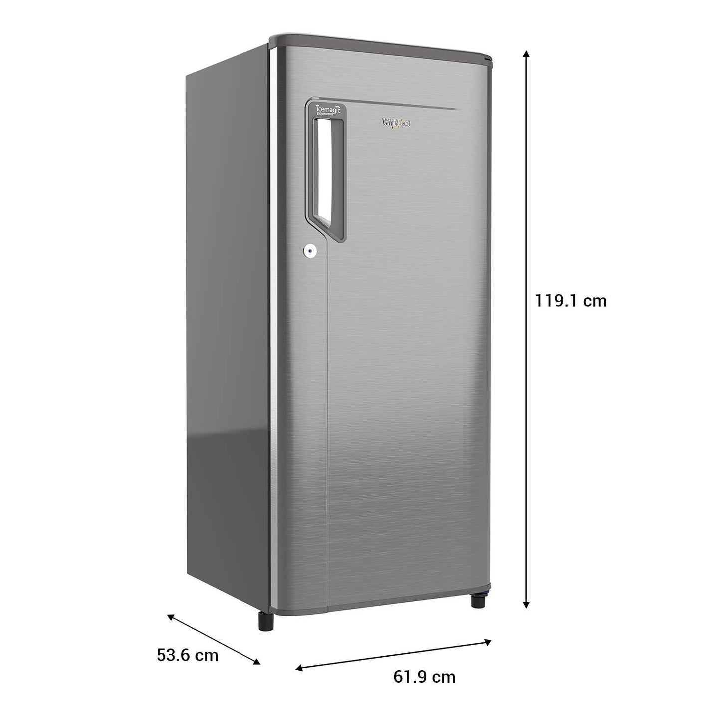 Whirlpool 190 L Single Door Refrigerator – 205 IMPC PRM 3S Lumina Steel‑Z (72511)