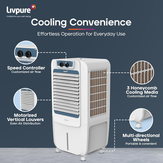 Livpure Coolmist 48L Personal Air Cooler with Honeycomb Cooling Pads