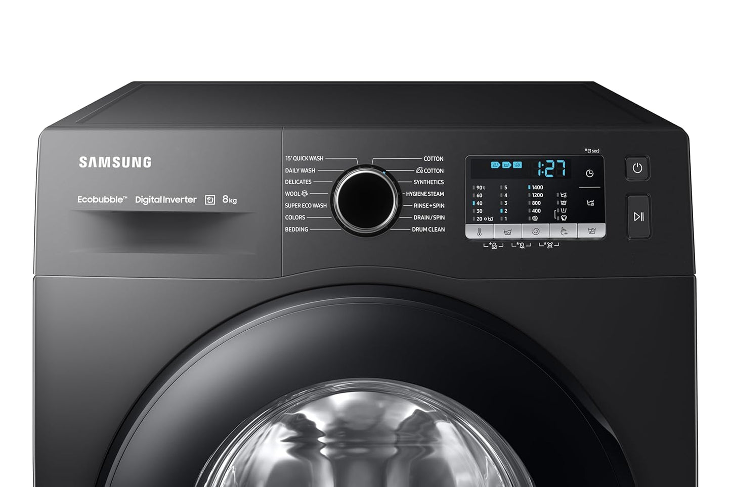 Samsung 8 kg, Hygiene Steam with Inbuilt Heater, Digital Inverter, Fully-Automatic Front Load Washing Machine (WW80TA046AB1TL, Black)