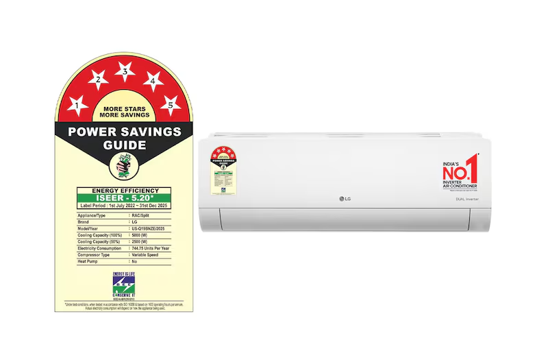 LG 1.5 Ton 5 Star Dual Inverter Split AC | AI Convertible 6-in-1 | Viraat Mode | Gold Fin+ | US-Q19BNZE (2025)