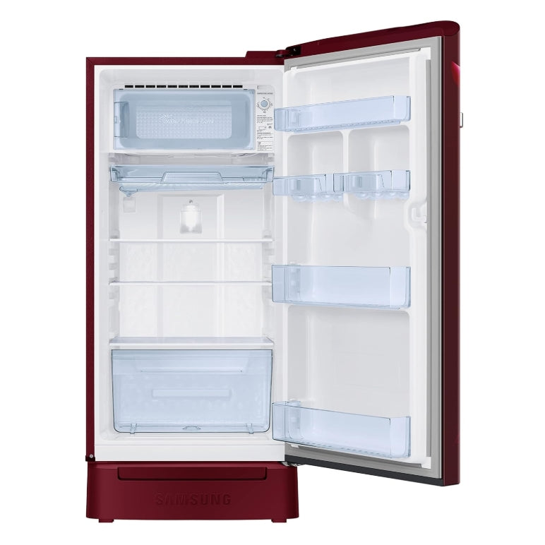 Samsung 189L 5 Star Inverter Direct-Cool Single Door Refrigerator Appliance (RR21C2H25RZ/HL,Midnight Blossom Red) Base Stand Drawer