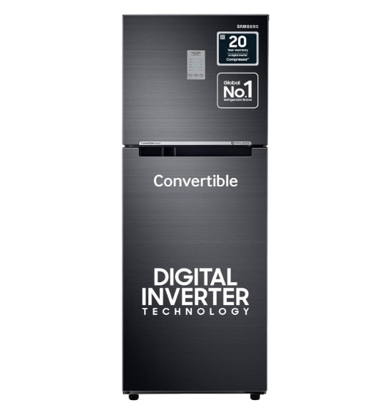 Samsung 236L 3 Star Convertible 3 In 1 Digital Inverter Frost-Free Double Door Refrigerator (RT28C3733BX/HL,Luxe Black)