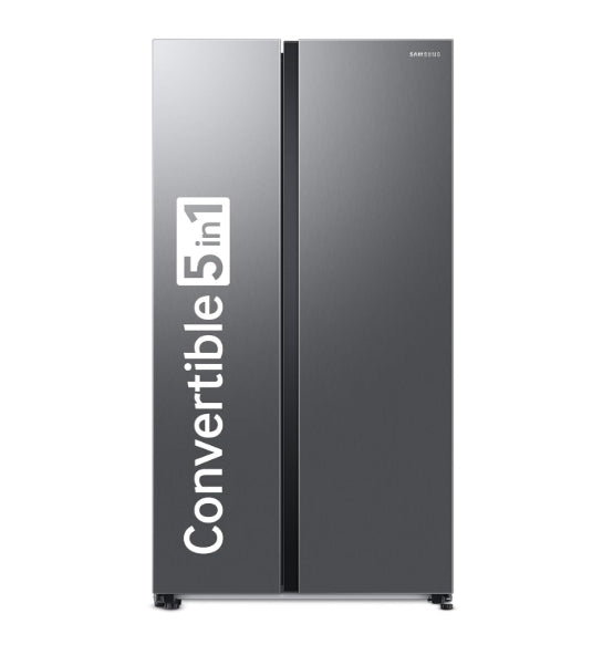Samsung 653 L, 2 Star, Frost Free, Double Door, Convertible 5-in-1 Digital Inverter, Side By Side Refrigerator (RS76CG80X0S9HL, Silver, Refined Inox)