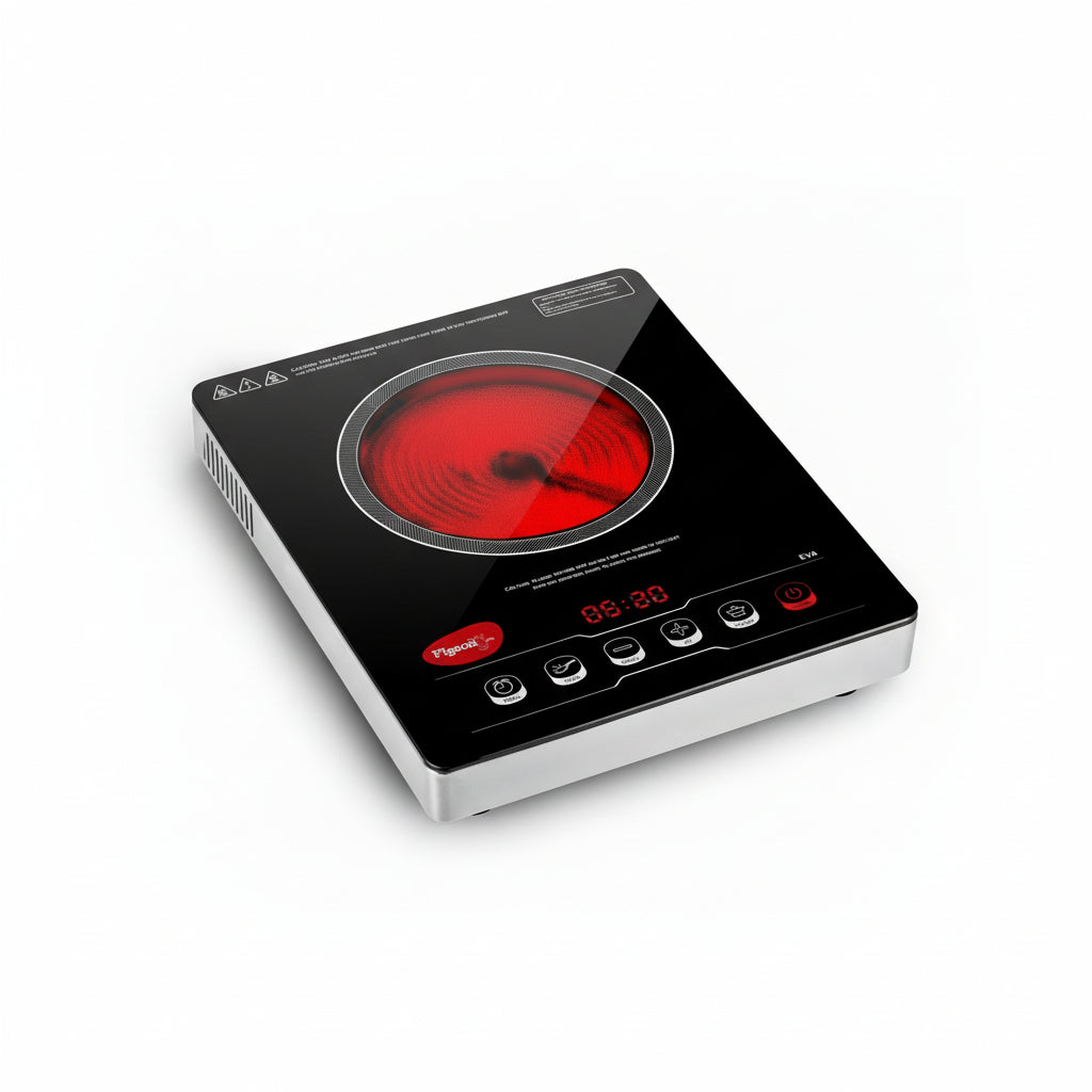 Pigeon Infrared Cooktop 2000 Watts Black - Includes Free Stainless Steel Grill, Full Touch Panel, Auto Shut Off & Overheat Protection