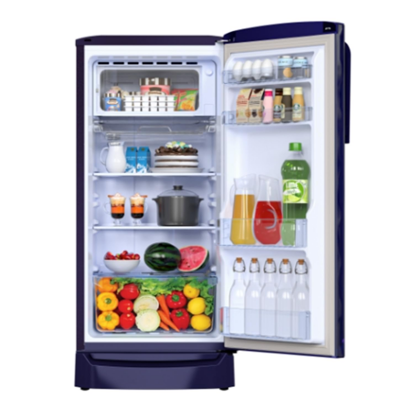 Godrej 180 L 2 Star Direct Cool Turbo Cooling Technology With Upto 24 Days farm Freshness Single Door Refrigerator With Base Drawer (RD EMARVEL 207B TDF FS ST, Fossil Steel)