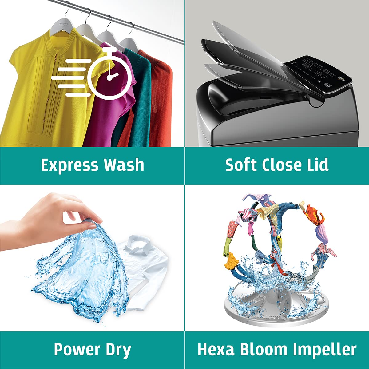 Whirlpool 9.5 kg Fully-Automatic Top Loading Washing Machine Appliance (360° BLOOMWASH PRO Heater 9.5, Graphite, In-built Heater) 31331