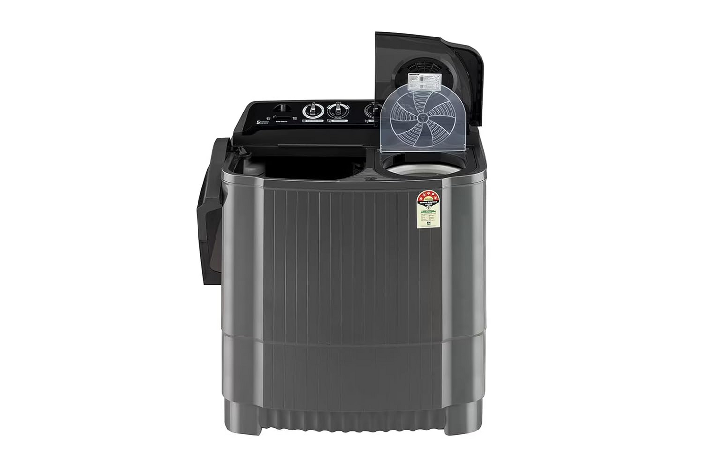LG 9.5Kg 5 Star Semi Automatic Top Load Washing Machine,(Roller Jet Pulsator + Soak, Rat Away, Middle Black,P9555SKAZ)