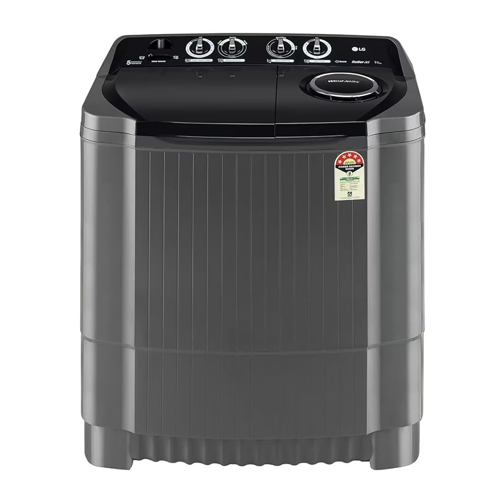LG 9.5Kg 5 Star Semi Automatic Top Load Washing Machine,(Roller Jet Pulsator + Soak, Rat Away, Middle Black,P9555SKAZ)