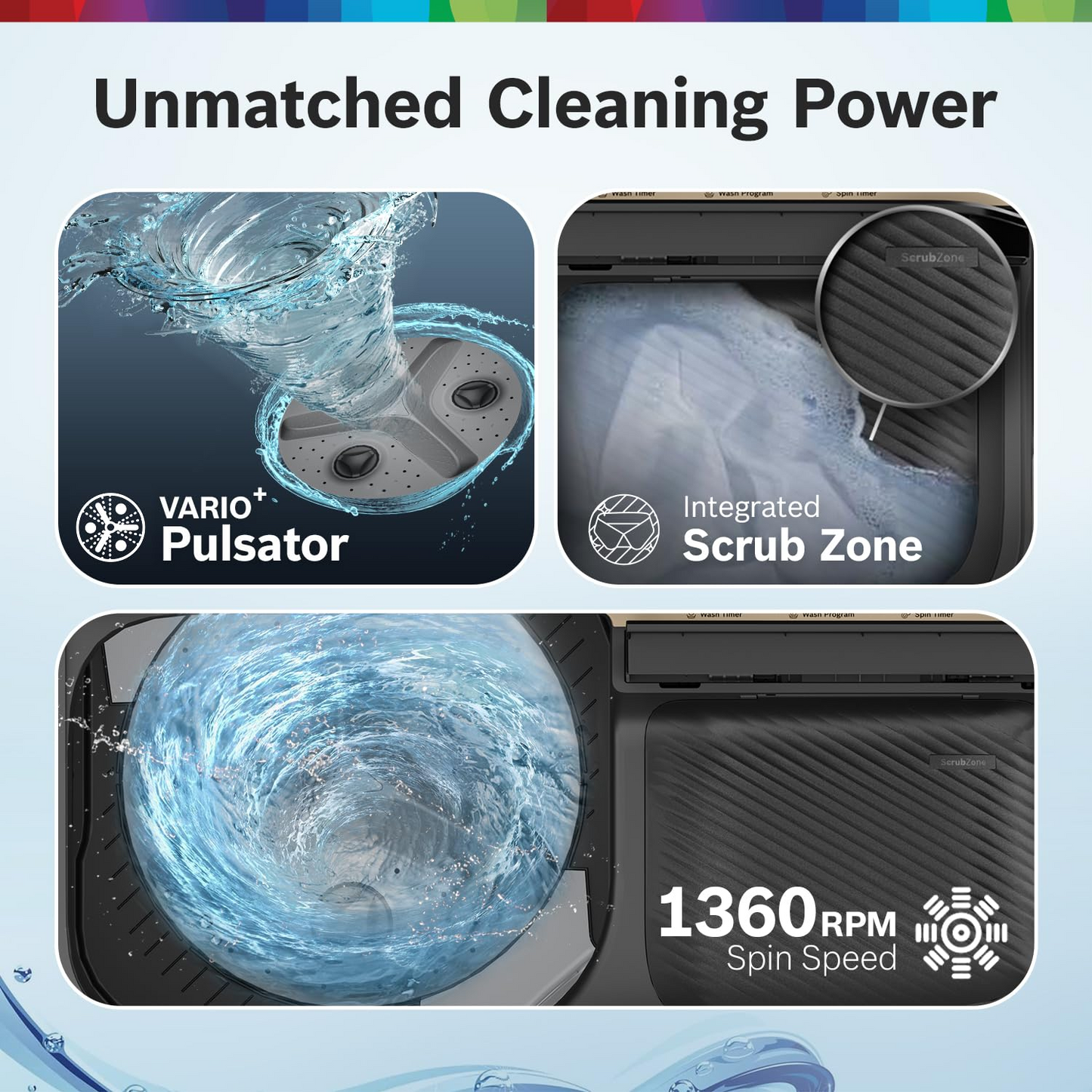 Bosch 8.5 kg 5 Star Semi-Automatic Top Loading Washing Machine (2025 Model, WJG855G0IN, 4 Wash Programs, Anti-Rust Body, 1300 RPM Spin Speed, Black, 2 Years Comprehensive Warranty)