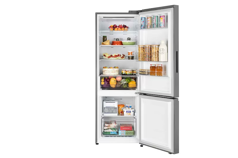 LG 340 L 3 Star Bottom Freezer Refrigerator (2025 Model, Door Cooling+™, Wi-Fi Convertible, E-Micom Control, Shiny Steel, BEE Certified, Smart Inverter Compressor) GL-B382DPZX