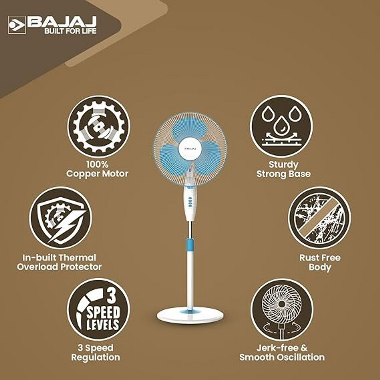 (Buy 1 Get 1) Bajaj Turbo 400 mm Pedestal Fan (Model: Turbo, Fiji Blue) Valid till 10 june