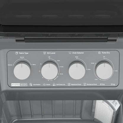 Whirlpool 9 kg Semi Automatic Washing Machine – HYDROWASH ELITE 9.0 (Midnight Grey) | 10-Year Motor Warranty| 30312