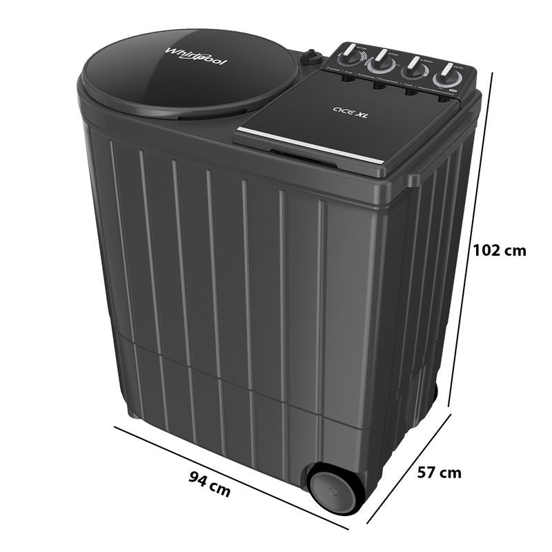 Whirlpool Ace XL 10kg Semi-Automatic Top Load Washing Machine with Dynamix Detergent Dispenser – Graphite Grey