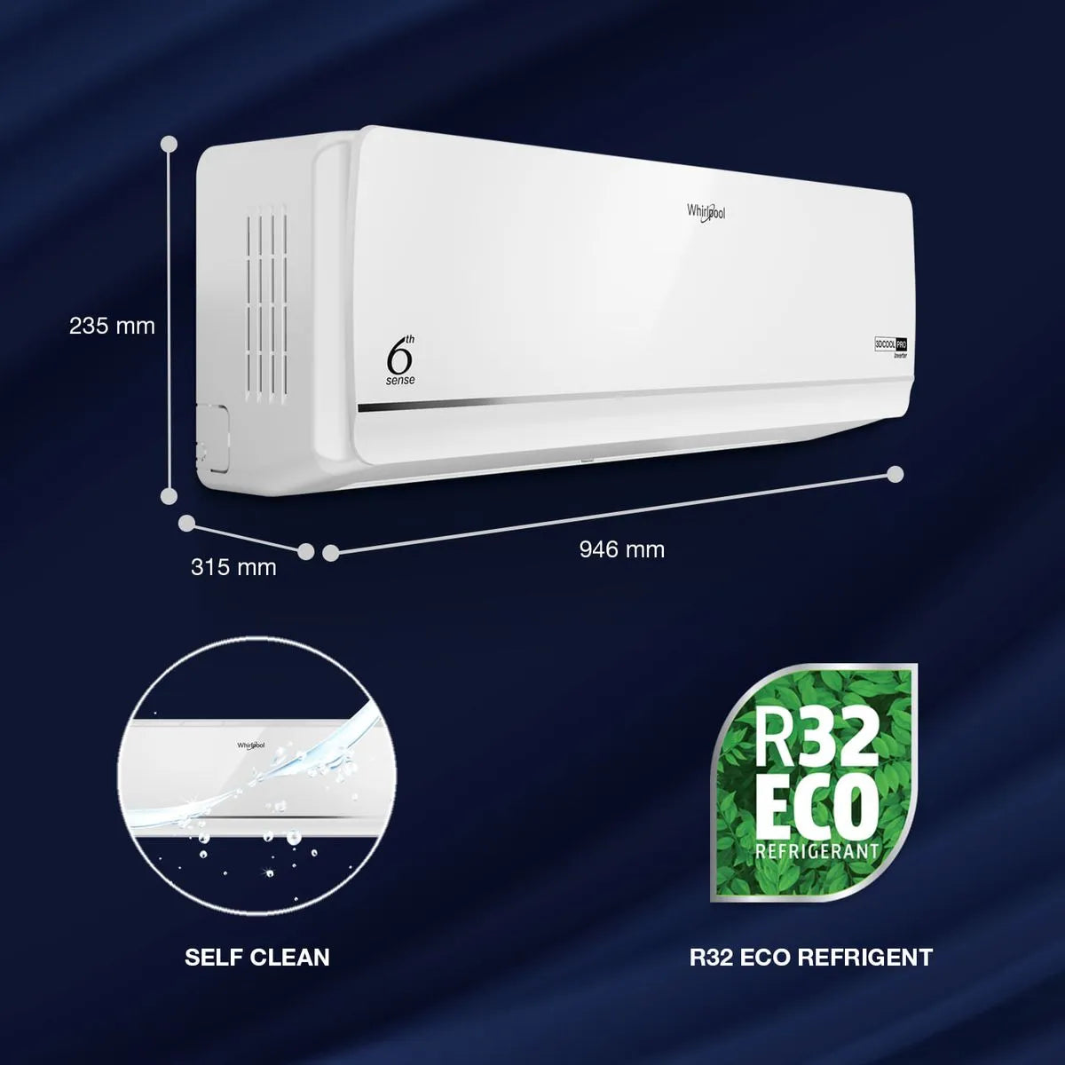 Whirlpool 1.5 Ton 3-Star Inverter Split AC – 3D COOL PRO 15T (S5M2PBI)