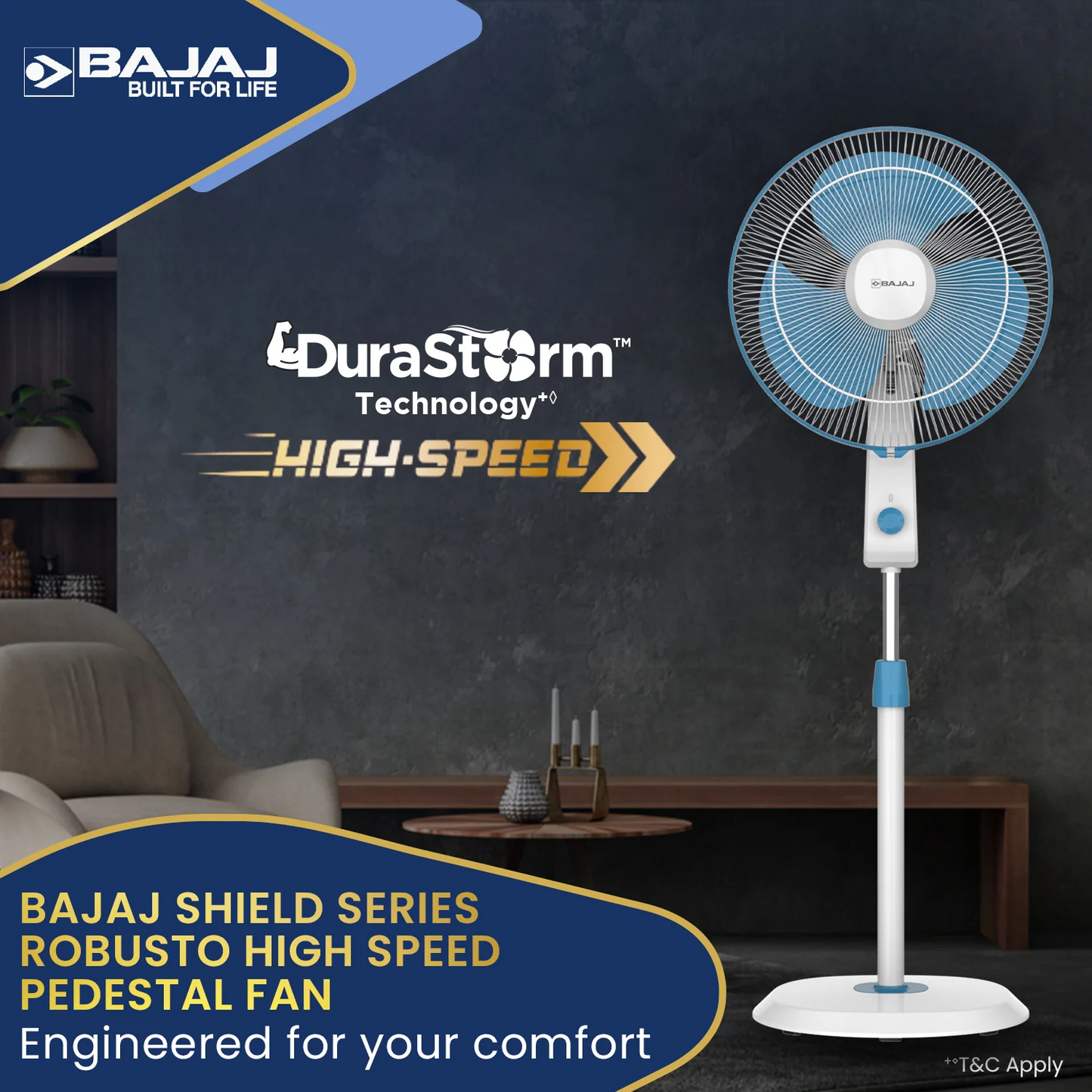 Bajaj Robusto HS 400mm High Speed Pedestal Fan