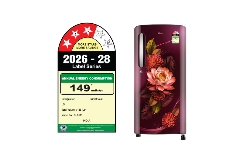 LG 185L 3 Star Single Door Refrigerator GLD1936YARW