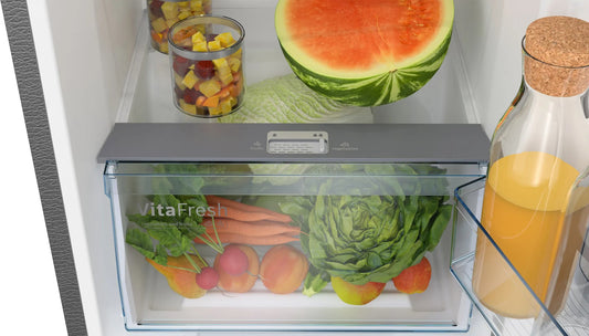 Bosch CTC27K031I 243L 3-Star Frost-Free Double Door Refrigerator – Convertible, Inverter, Smoky Steel