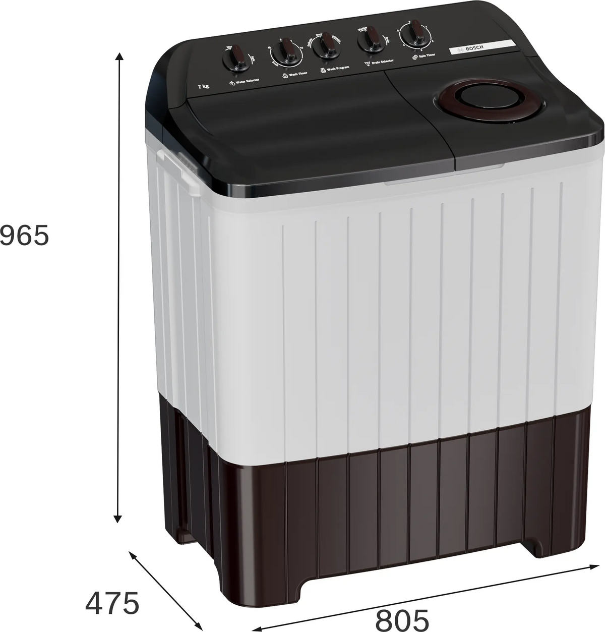Bosch Series 2 Semi-Automatic Top Load Washing Machine 7 kg 1300 RPM WJP70AU0IN
