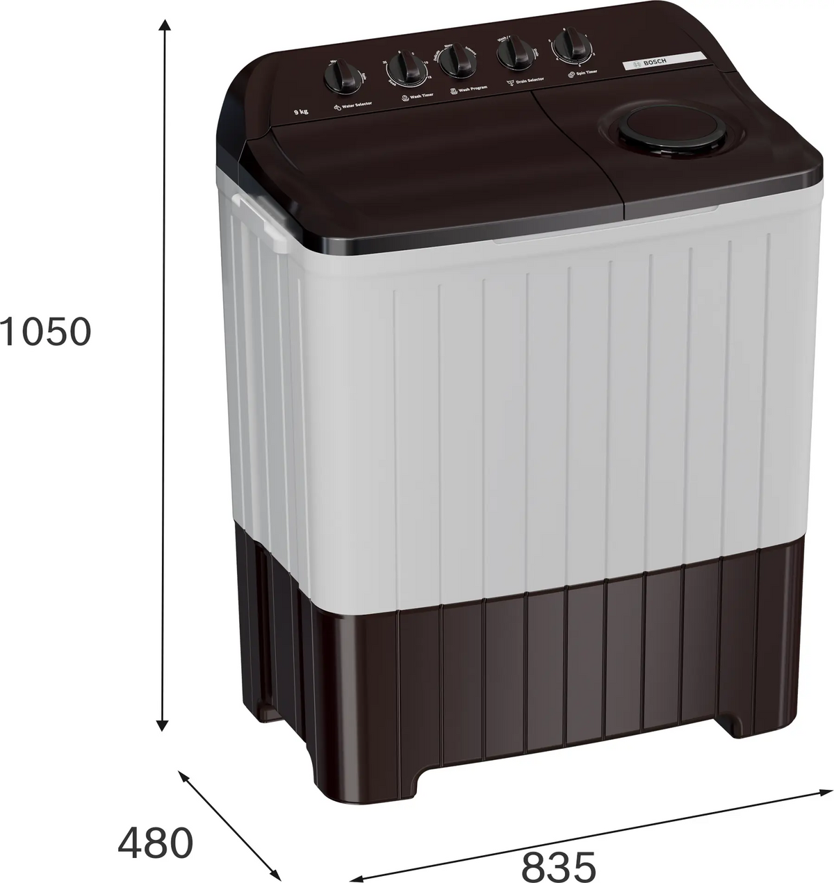 Bosch Series 2 Semi-Automatic Top Load Washing Machine 9 kg 1300 RPM WJP90BU0IN