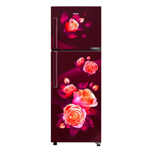 Haier HRF-2902CRR-P – 240L 2-Star Frost Free Double Door Refrigerator with 5-in-1 Convertible Modes (Red Rose Finish)