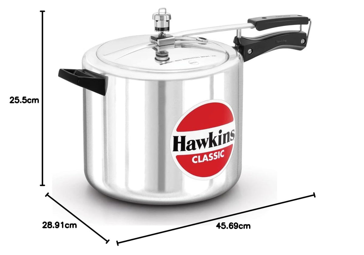 Hawkins Classic 10L Pressure Cooker – Virgin Aluminium | CL10 | For 8–12 People