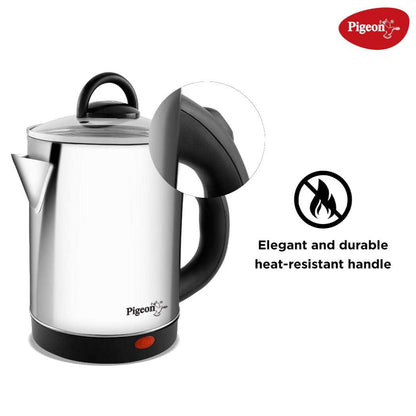 Pigeon Quartz 1.7L Electric Kettle (Model: SAP-14525) – 1500W, Stainless Steel Body, Glass Lid, Auto Shut-Off