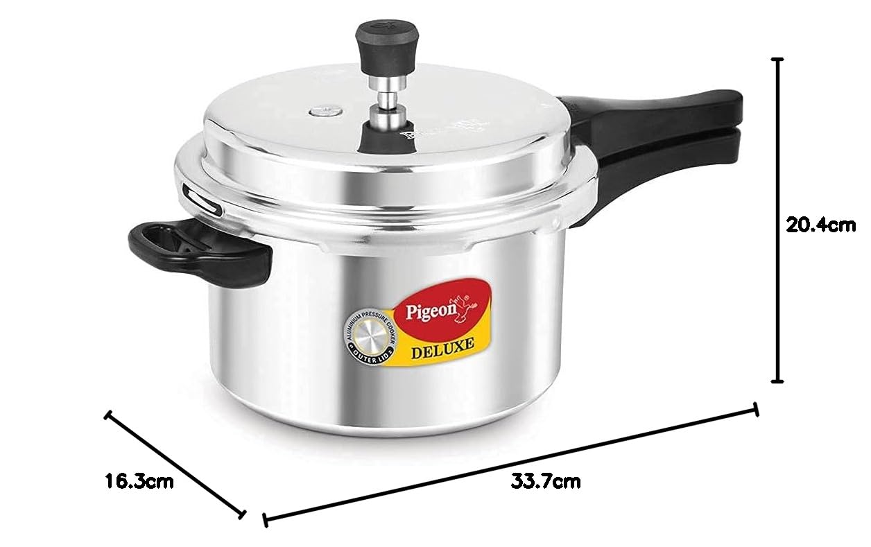 Pigeon Deluxe 3L Aluminium Pressure Cooker – Outer Lid, Gas Compatible, ISI Certified