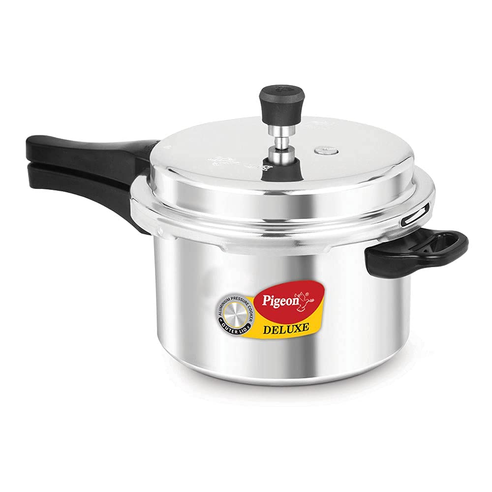Pigeon Deluxe 3L Aluminium Pressure Cooker – Outer Lid, Gas Compatible, ISI Certified