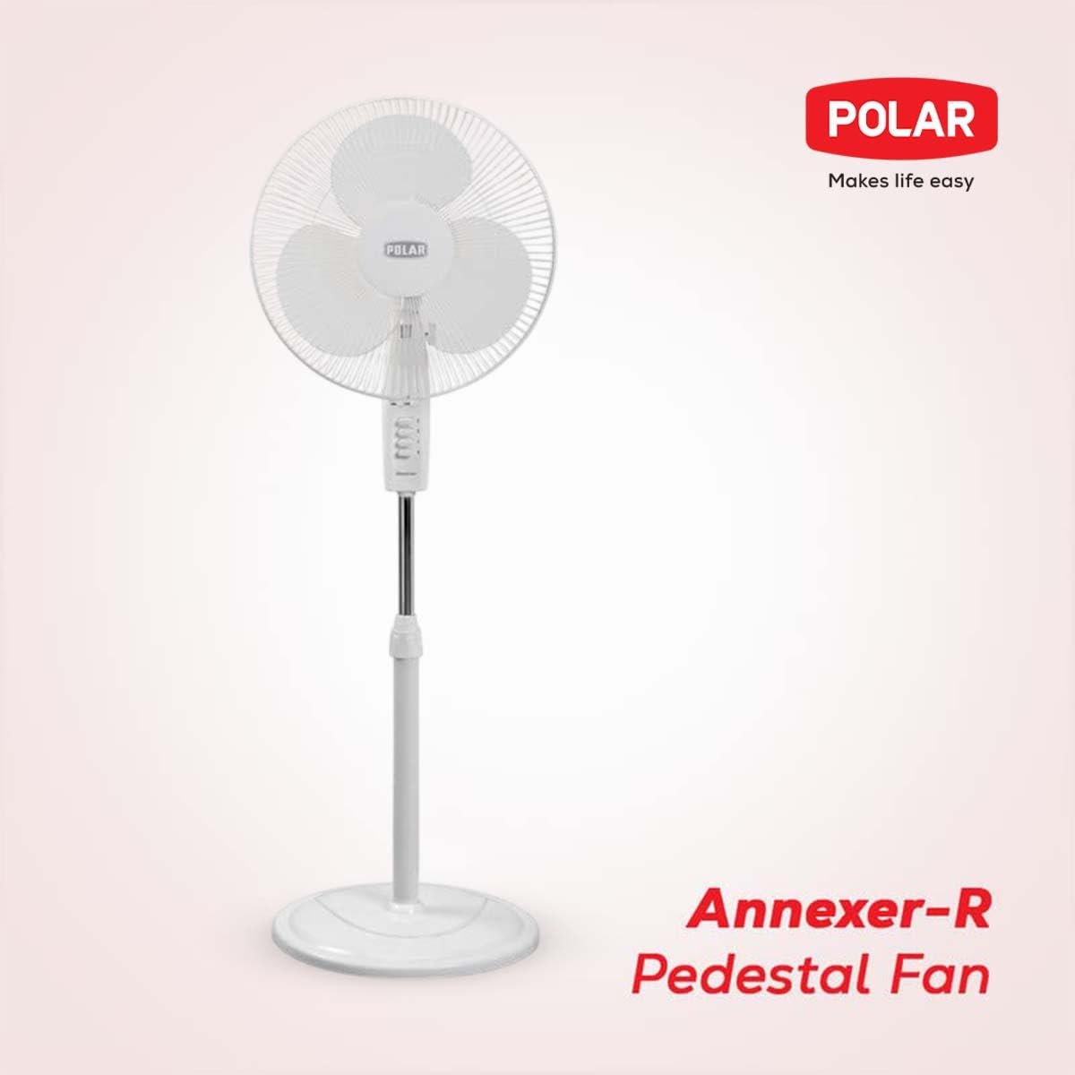 Polar Annexer R 400mm Pedestal Fan – Normal Speed, 3-Speed Control, 100% Copper Motor