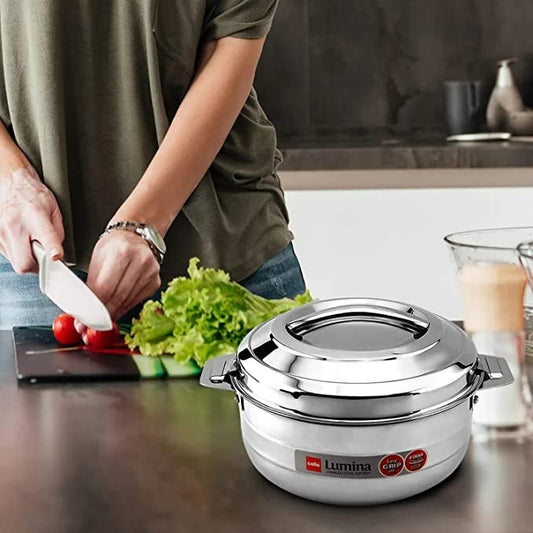 Cello Lumina 3500 ml Double-Walled Stainless Steel Casserole – Thermoware Hot Pot