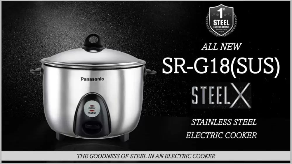 Panasonic SR-G18(SUS) Electric Rice Cooker – 1.8L, Stainless Steel