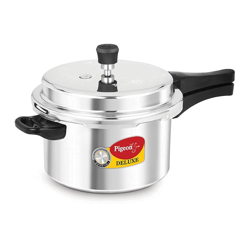 Pigeon Deluxe 3L Aluminium Pressure Cooker – Outer Lid, Gas Compatible, ISI Certified
