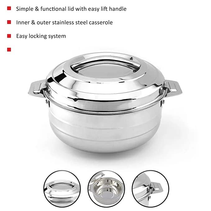 Cello Lumina 3500 ml Double-Walled Stainless Steel Casserole – Thermoware Hot Pot
