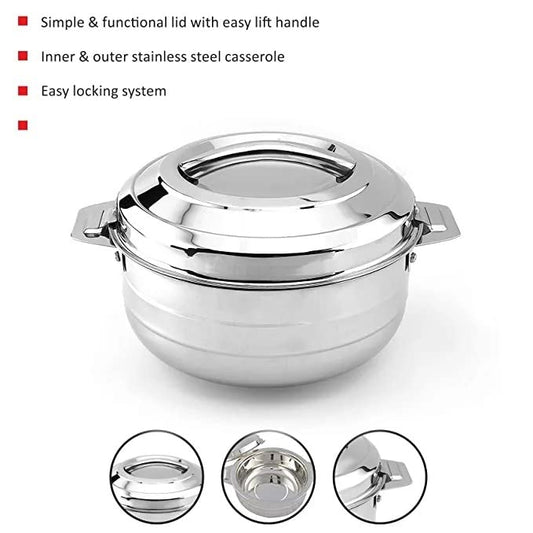 Cello Lumina 3500 ml Double-Walled Stainless Steel Casserole – Thermoware Hot Pot
