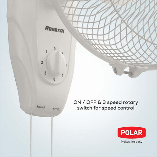 Polar Annexer MB 400mm Wall Fan – 3-Speed, 100% Copper Motor, Oscillating
