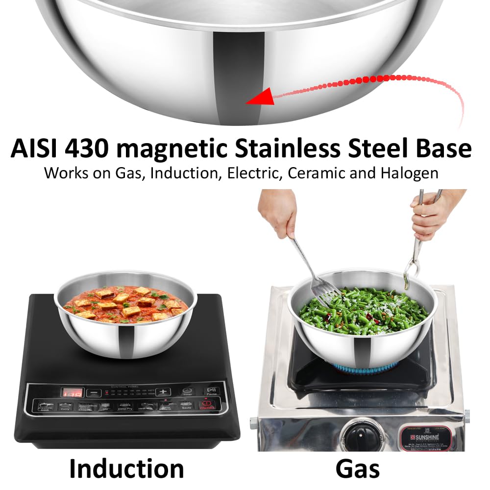 Hawkins Metro 1.5L Triply Stainless Steel Kadhai (Tasla)