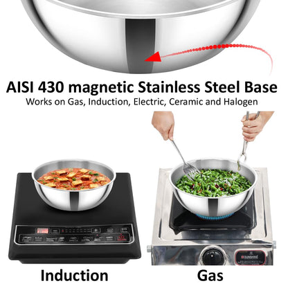 Hawkins Metro 1.5L Triply Stainless Steel Kadhai (Tasla)