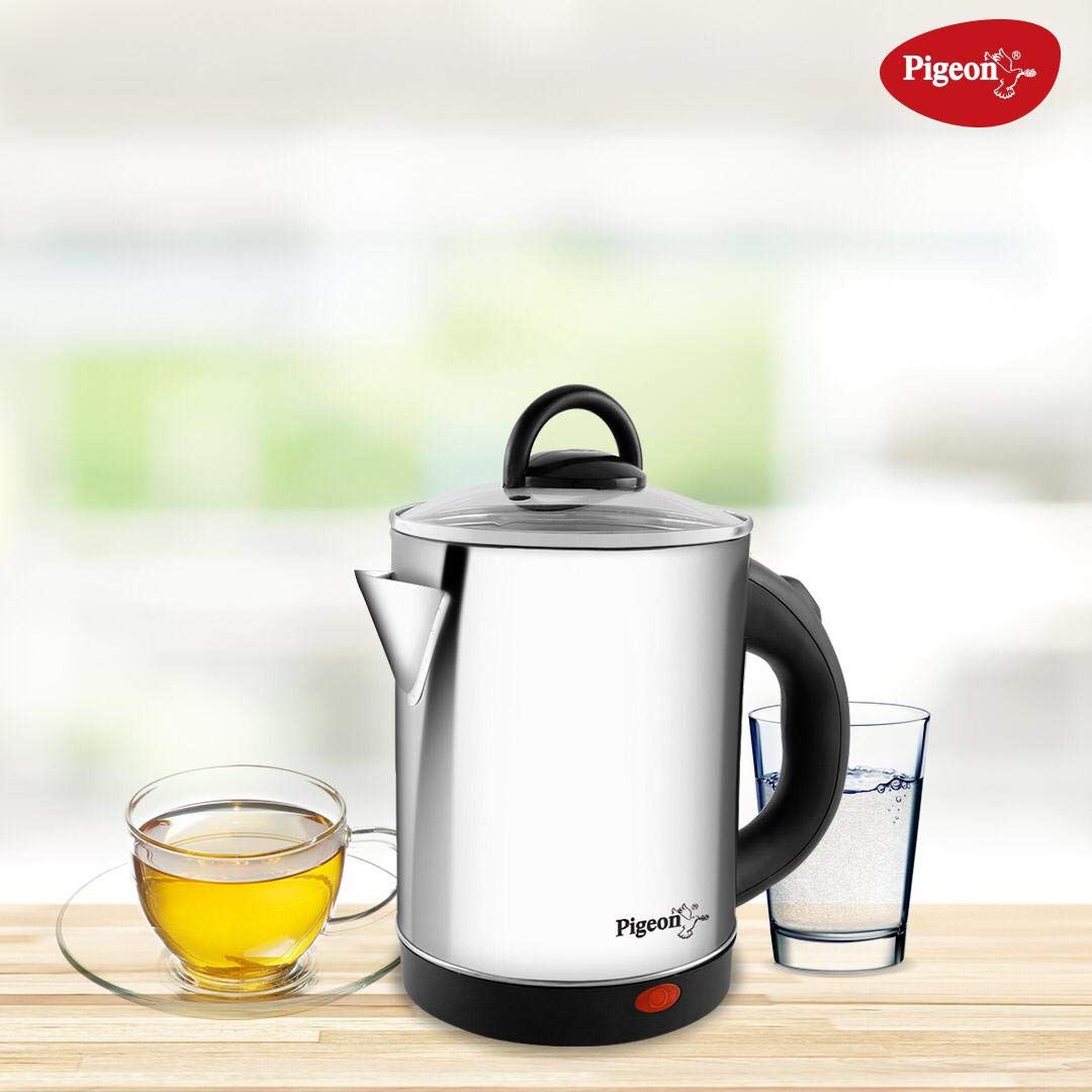 Pigeon Quartz 1.7L Electric Kettle (Model: SAP-14525) – 1500W, Stainless Steel Body, Glass Lid, Auto Shut-Off