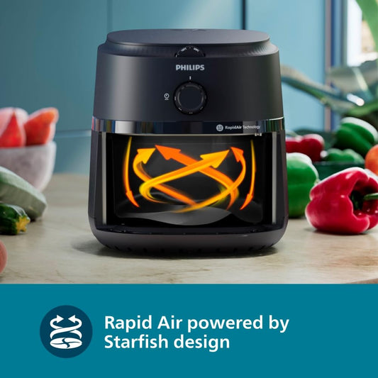 Philips Airfryer NA130/00 (1000 Series) – 6.2L, 1700W, Analog Controls – Black