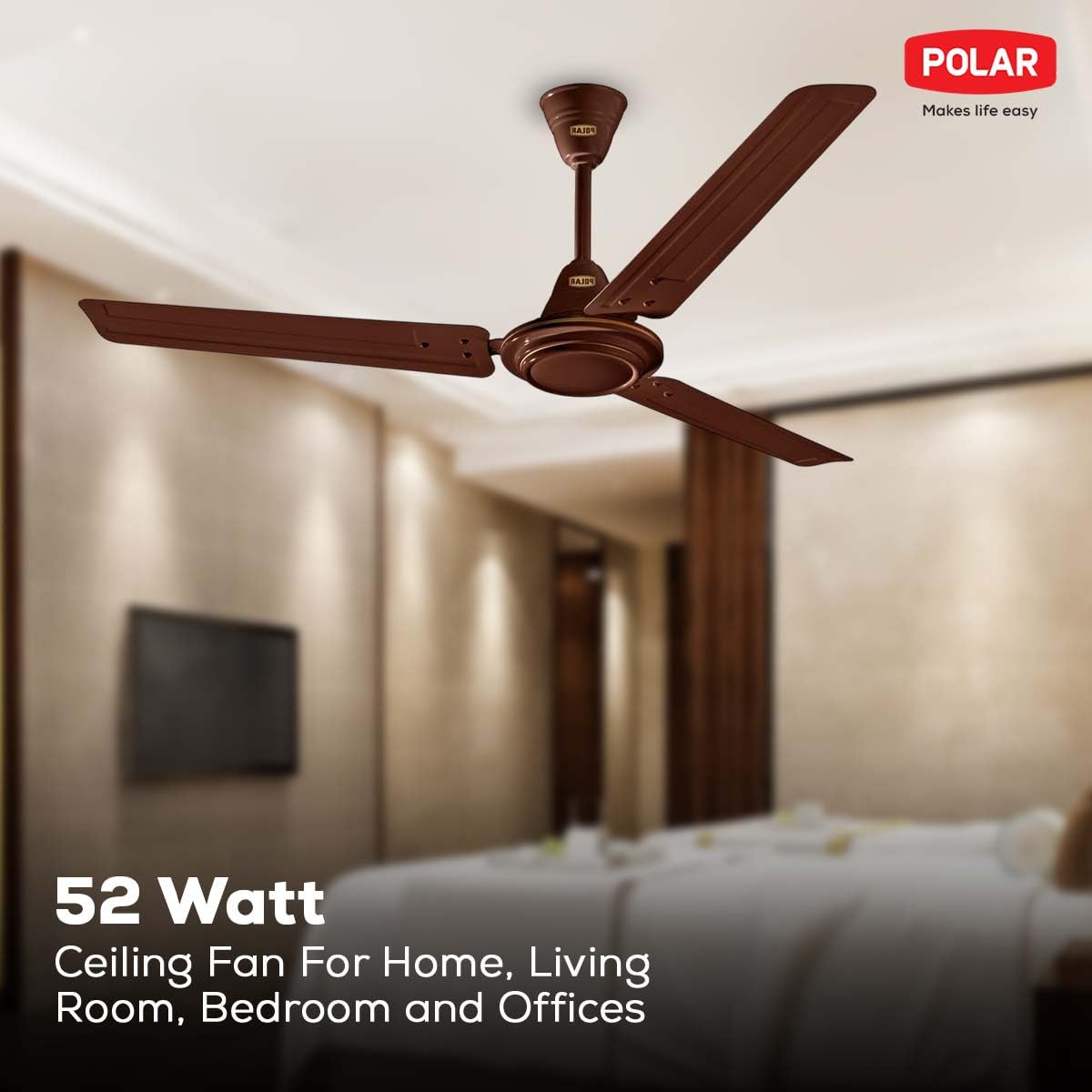 Polar Winchester 1200mm Ceiling Fan – 3 Blades, 52W, Copper Motor, Energy Efficient