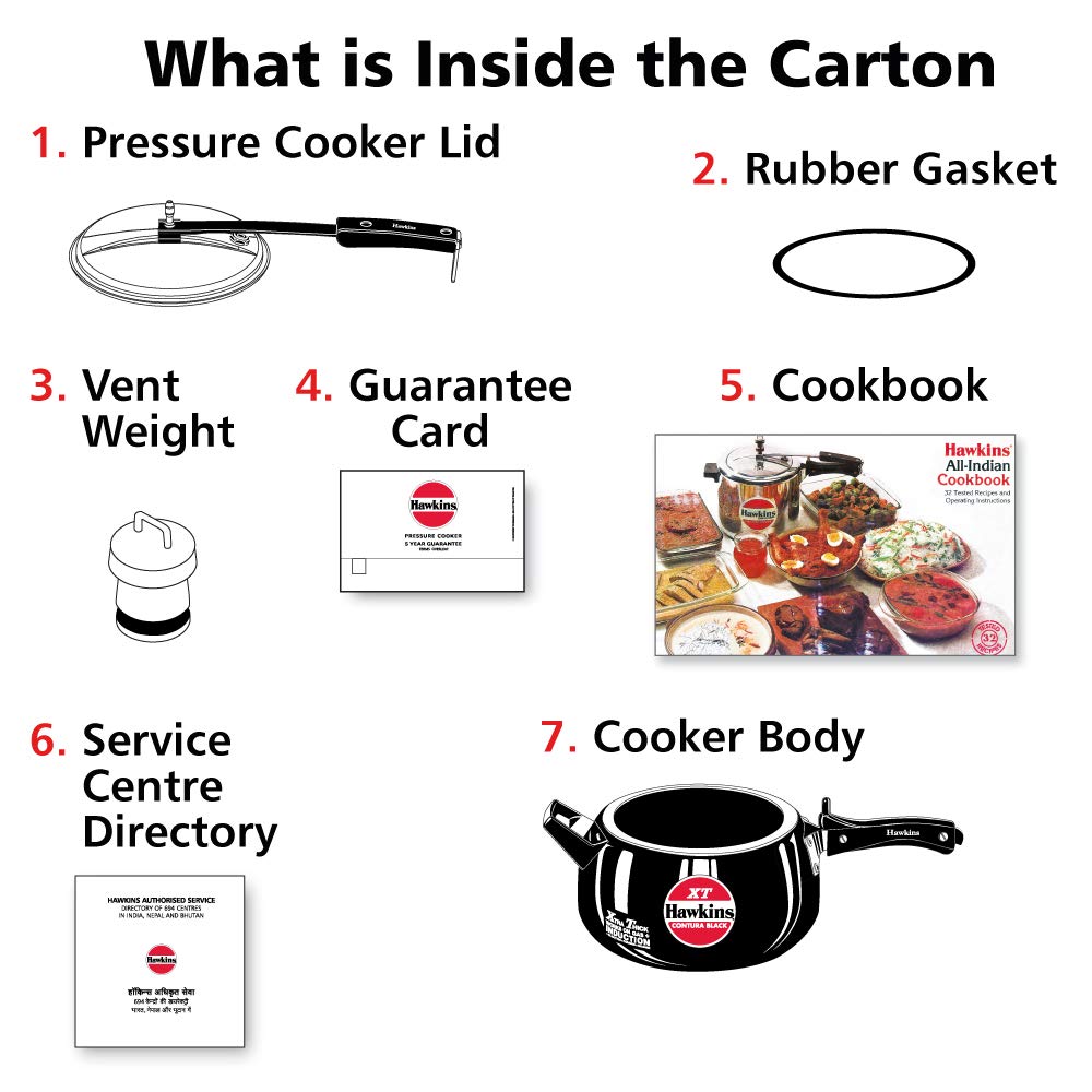 Hawkins Contura Black XT 5L Pressure Cooker – Hard Anodized, Induction-Compatible, Inner Lid Design
