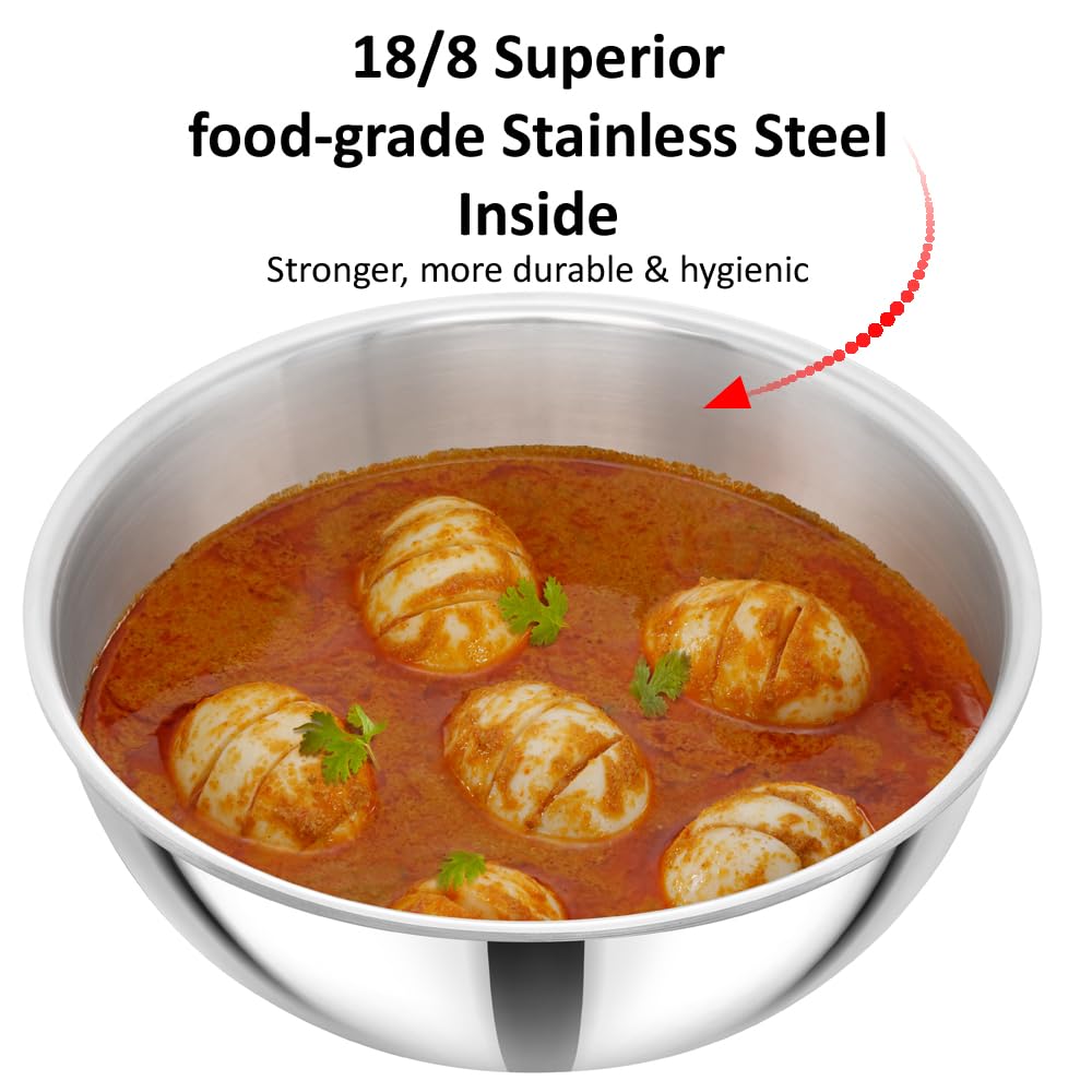 Hawkins Metro 1.5L Triply Stainless Steel Kadhai (Tasla)