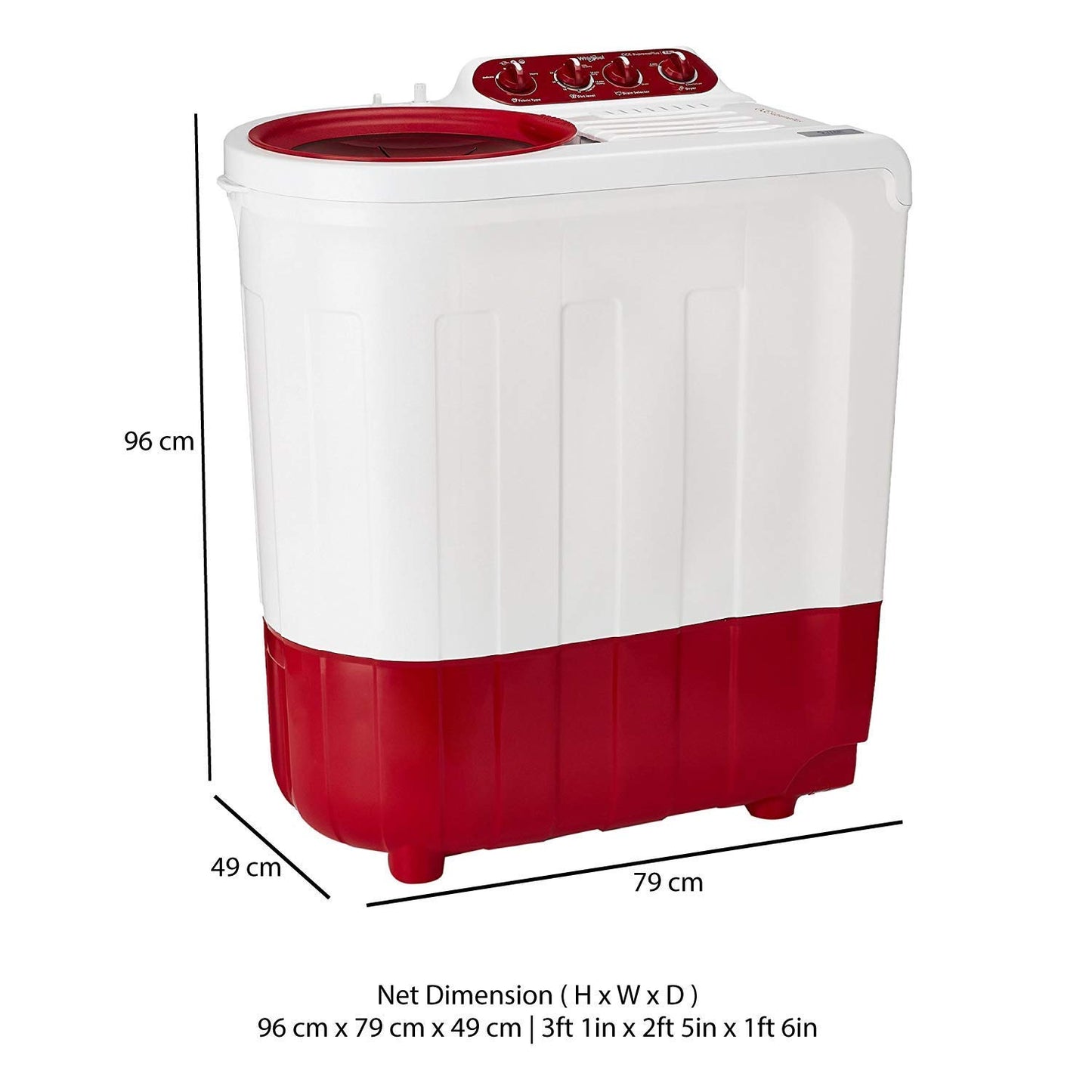 Whirlpool Ace Supreme Plus – 7 Kg 5-Star Semi-Automatic Washing Machine (Coral Red)