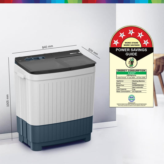 Bosch WJP904P0IN Series 4 – 9 kg 5 Star Semi-Automatic Top Load Washing Machine (Peacock Blue)