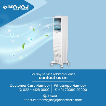 Bajaj TMH50 Tower Air Cooler 50L with Honeycomb Cooling Pads & 30 Ft Air Throw