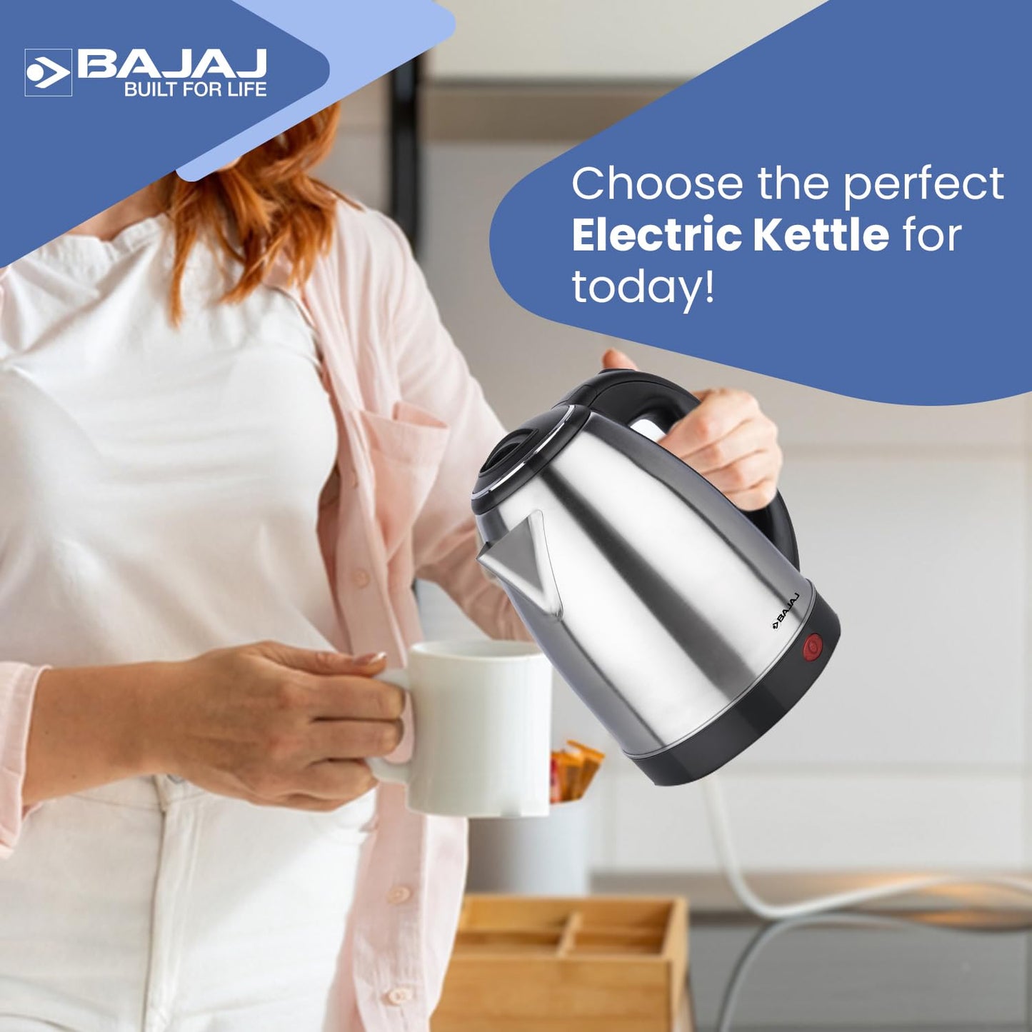 Bajaj KTX 1.8L DLX Electric Kettle – Stainless Steel, 1350W (Model 670107)