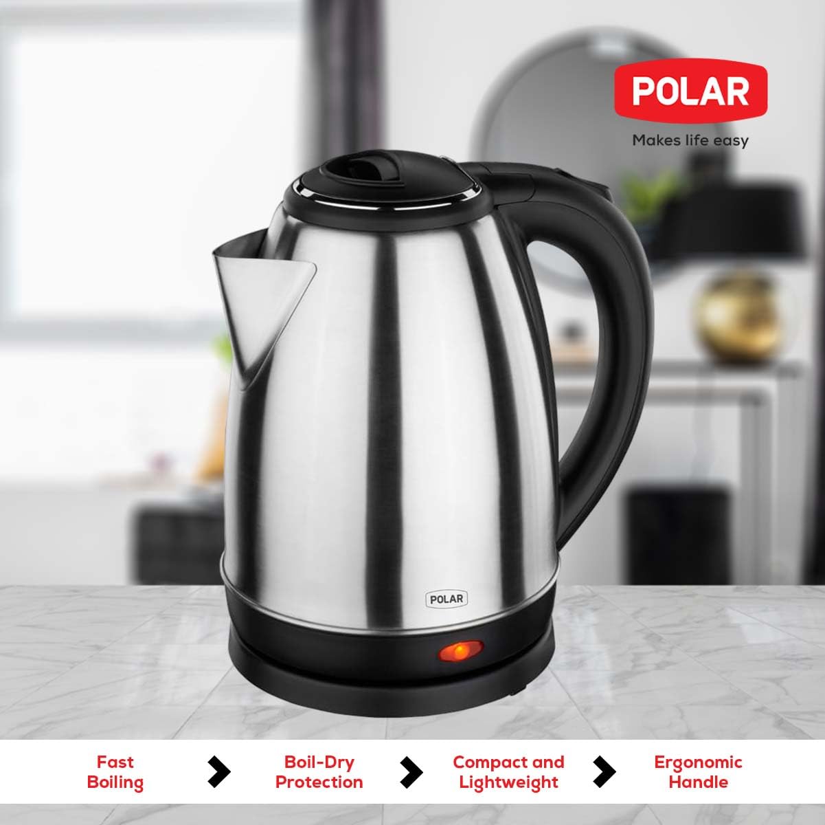 Polar Galaxy 1.8L SS Electric Kettle – Stainless Steel, 1500W